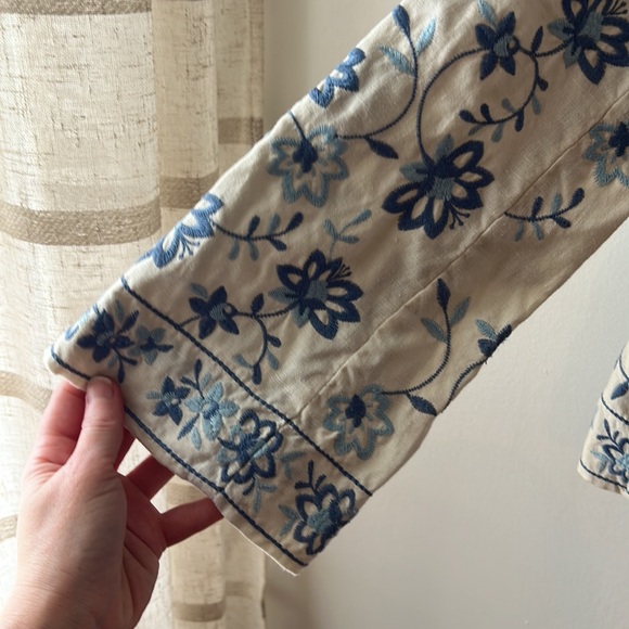 J Jill 100% Linen Floral Embroidered Jacket / Blazer.  Size Petite Small. - Picture 3 of 15